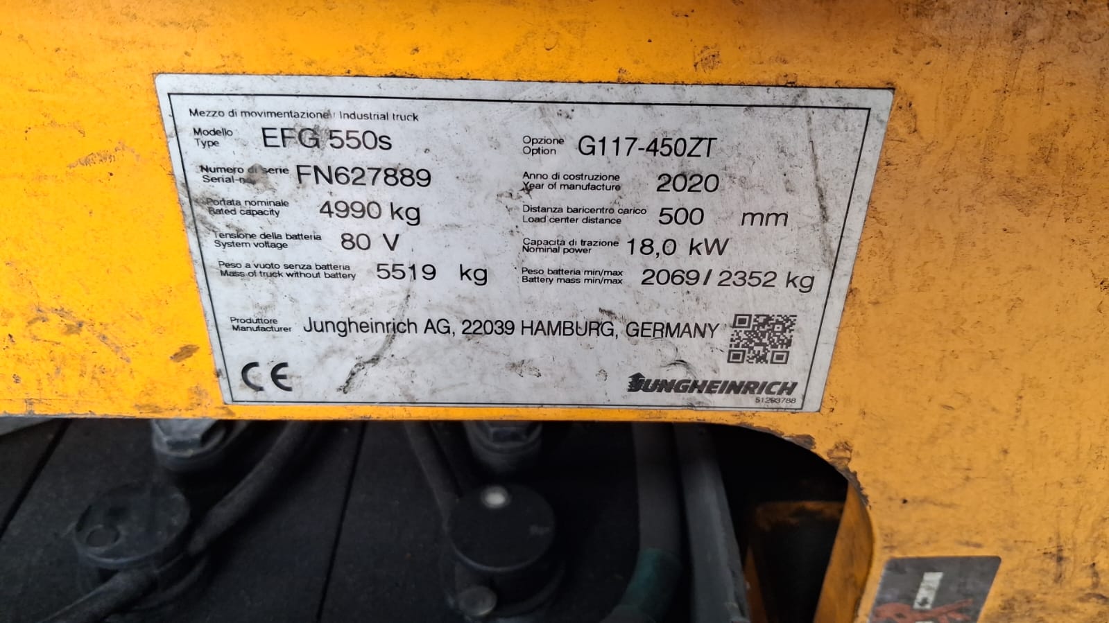 Muletto Elettrico Jungheinrich EFG 550s – 2020 – 4.990 kg – 5 m 0002