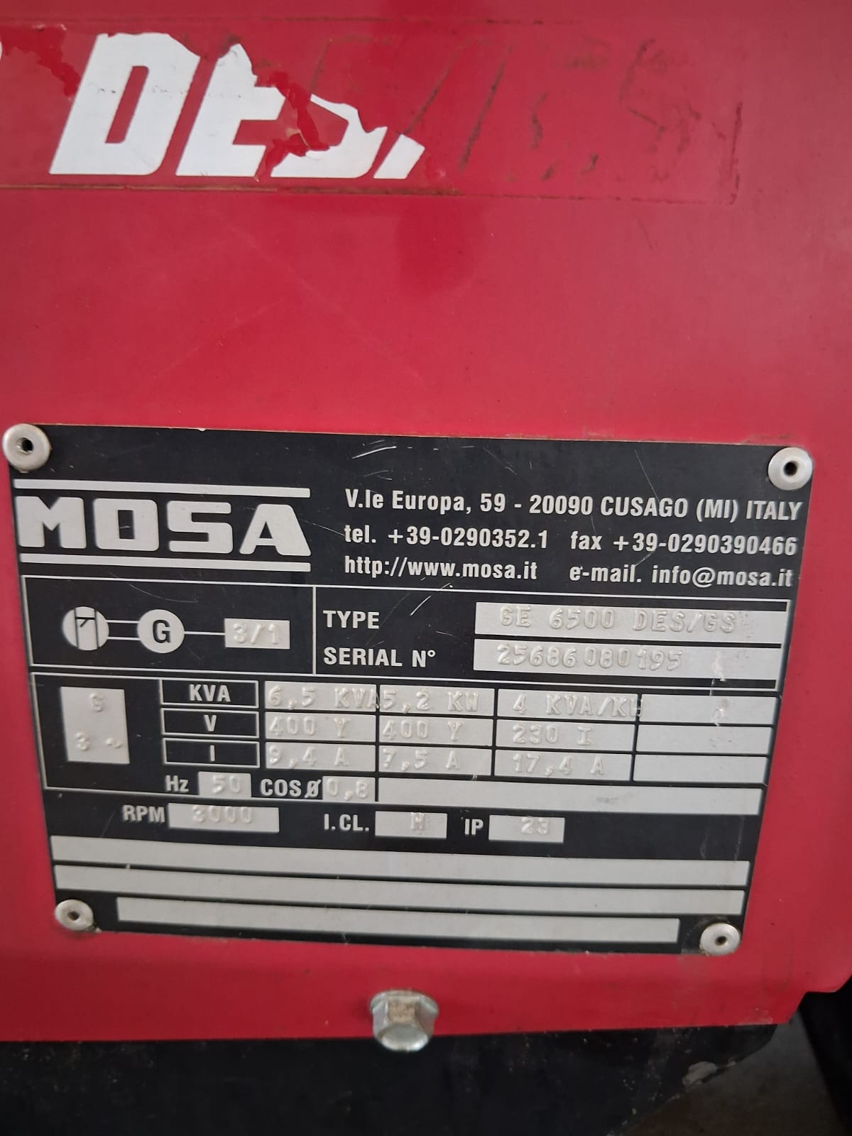 Generatore Mosa GE 6500 DEA GS – 6.5 kVA _ 2