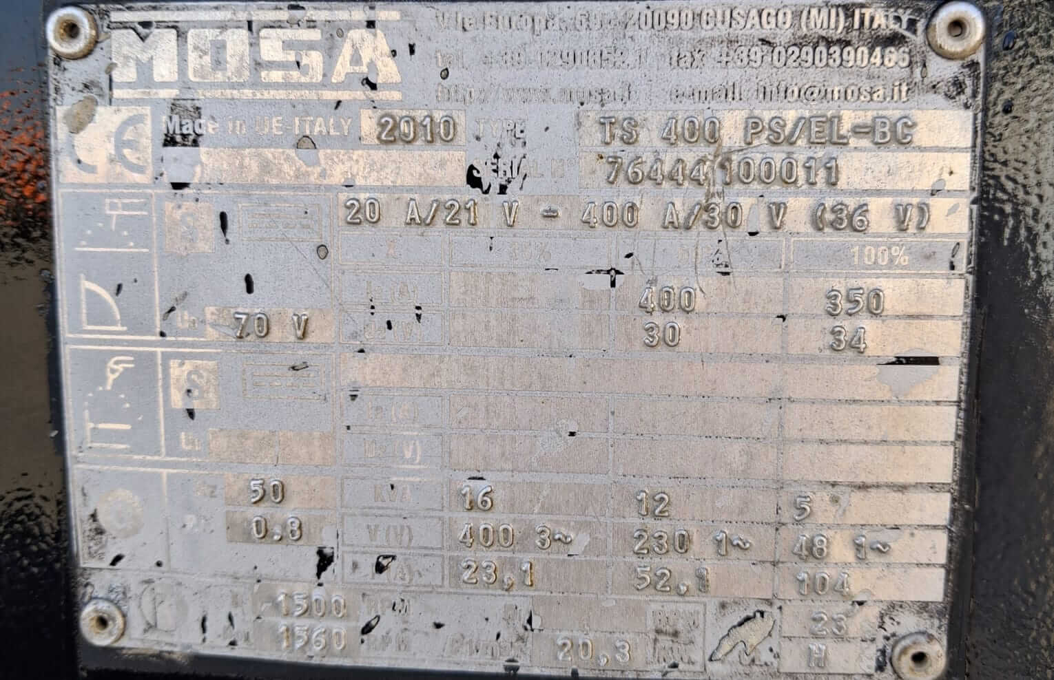 Motosaldatrice Mosa TS 400 PS EL-BC – 16 kVA _ 1